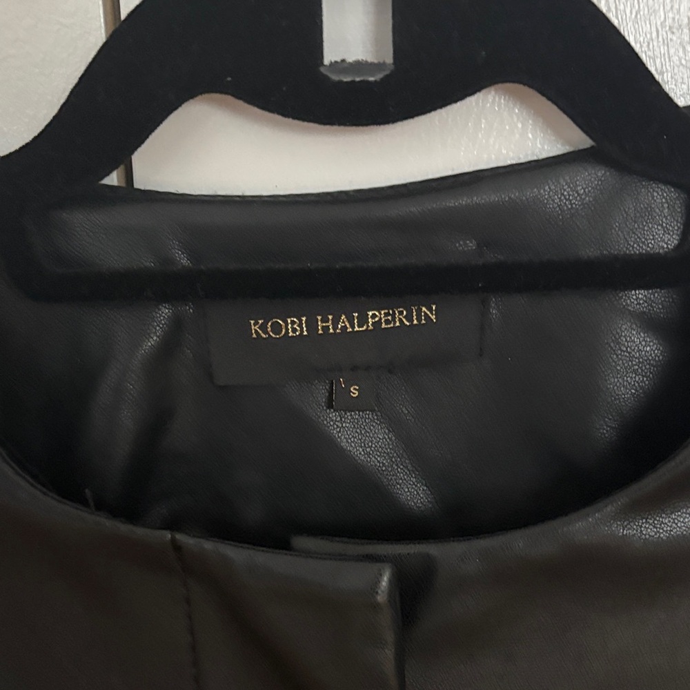 Kobi Halperin Black Leather Belted Jacket - Picture 2 of 3